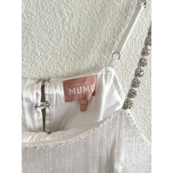 Show Me Your Mumu Swift Fringe Top in White Beaded Fringe XS - Picture 4 of 6